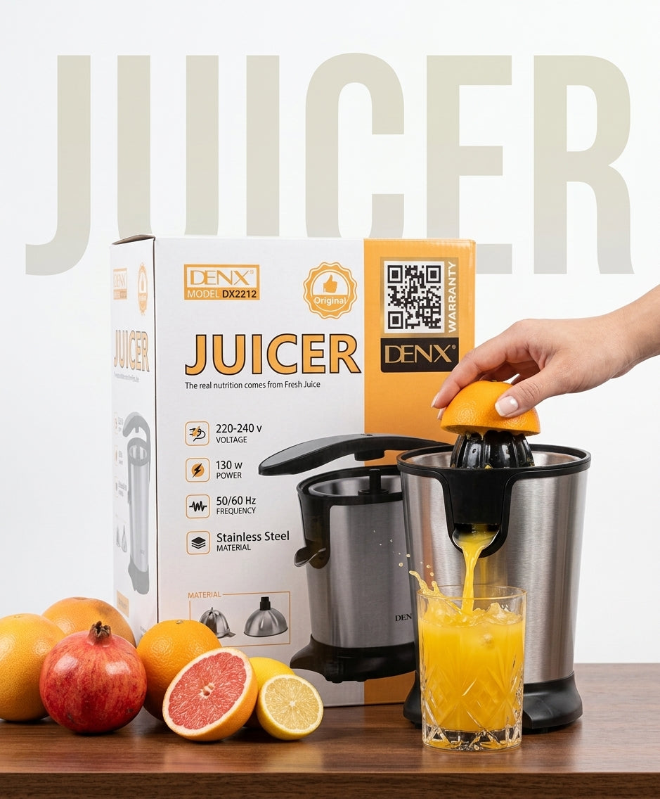 DENX Professional Electric Citrus Juicer 130W – Heavy-Duty Stainless Steel Press