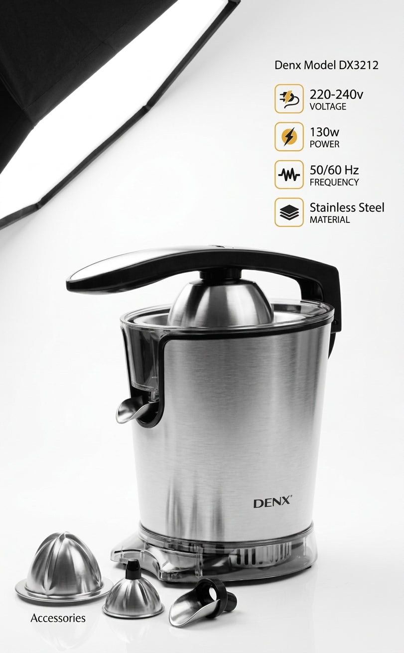 DENX Professional Electric Citrus Juicer 130W – Heavy-Duty Stainless Steel Press
