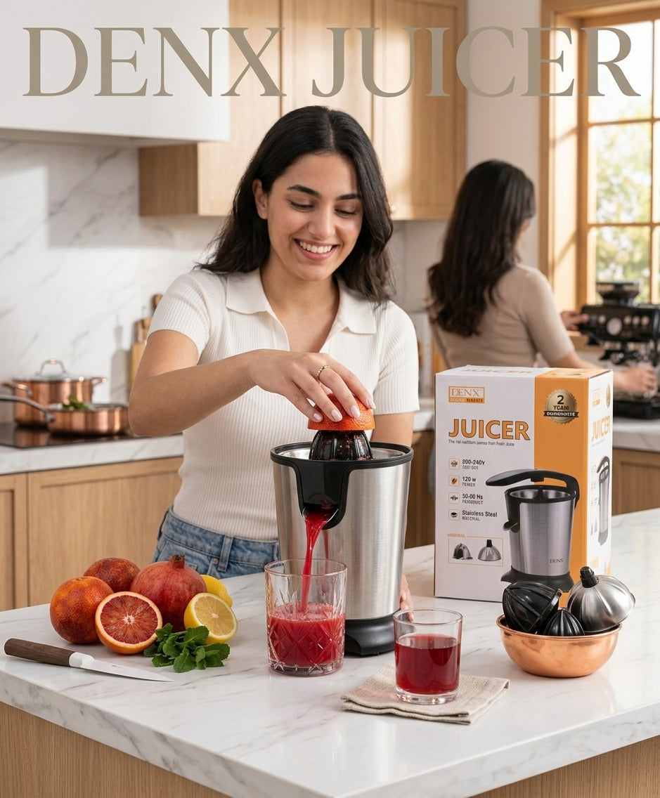 DENX Professional Electric Citrus Juicer 130W – Heavy-Duty Stainless Steel Press