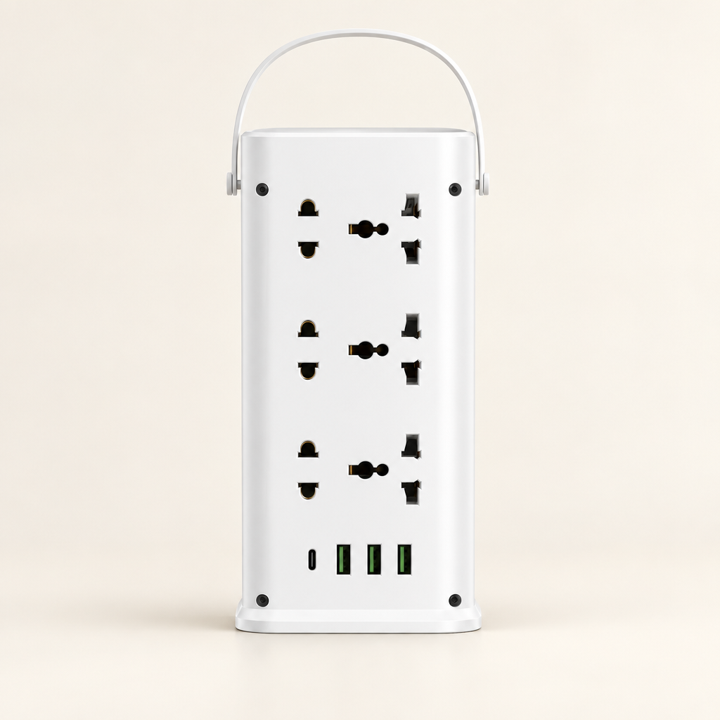 12POWER N87 Vertical Power Strip | 6 AC Sockets + 4 USB Ports